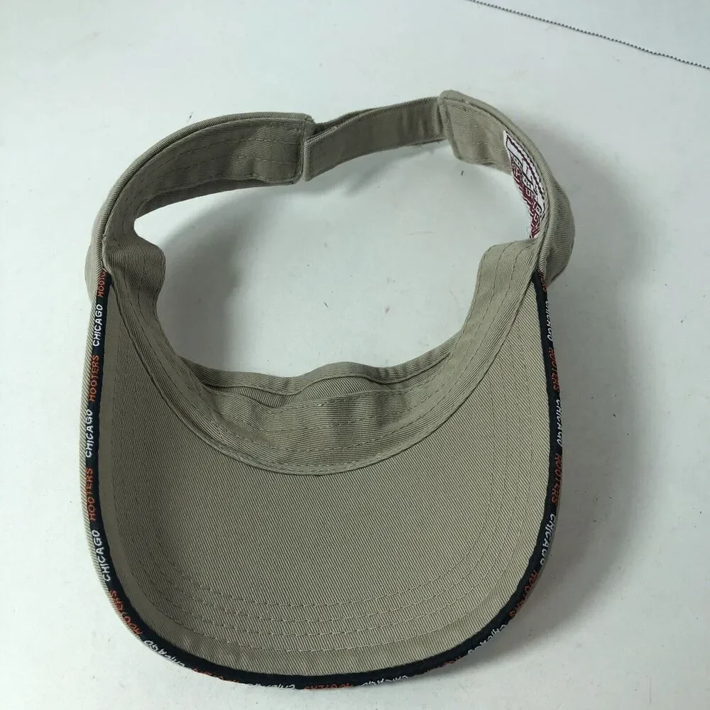 Hooters Visor Hat Strapback American Needle Adjust Tan Chicago Restaurant Owl C3
